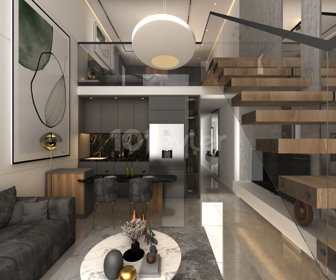 1+1 Wohnung zum Verkauf in Iskele Bogaz / Neues Projekt