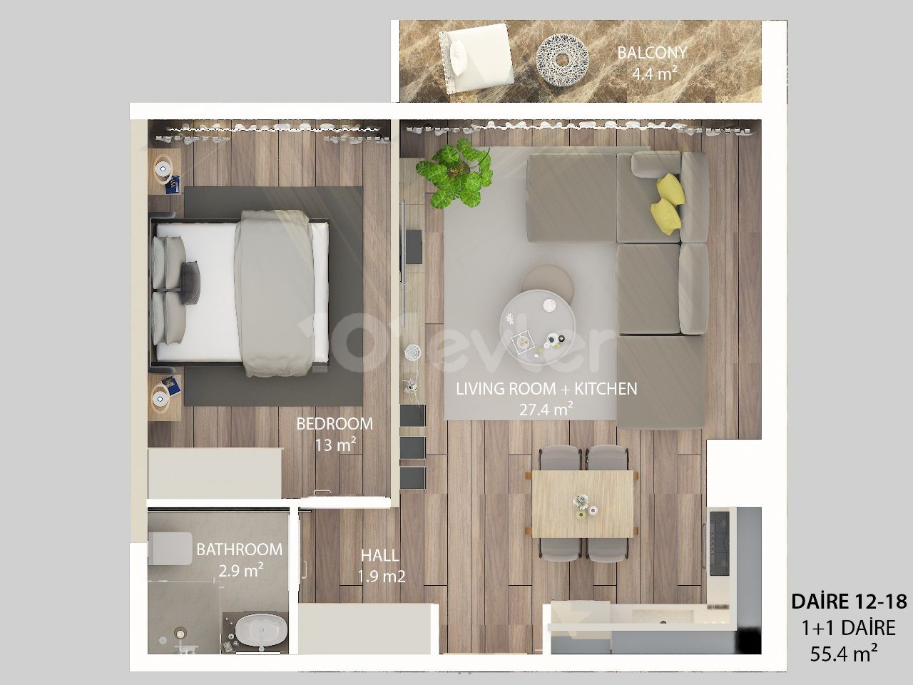  2+1 Flats for Sale in Alsancak, Kyrenia