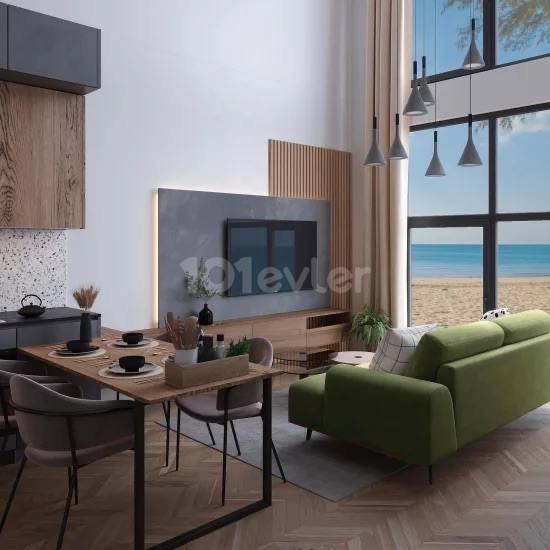 READY 2+1 LOFT APARTMENT 100 METERS FROM THE SEA in New project Olivia Court