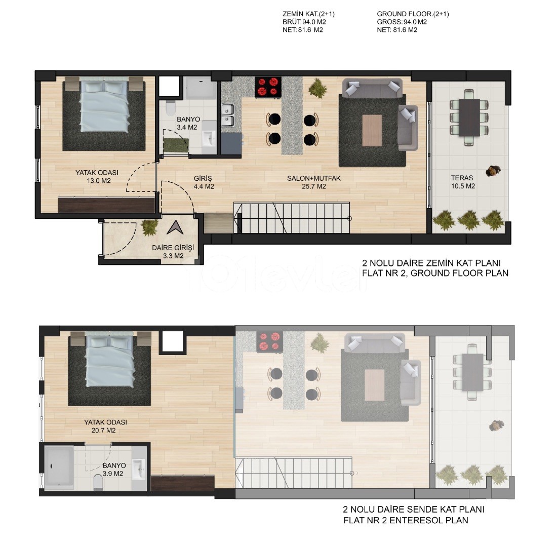 Yeni proje Olivia Court'ta DENİZE 100 METRE UZAKLIKTA HAZIR 2+1 LOFT DAİRE