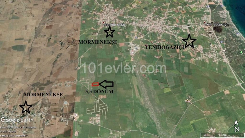 5,5 HEKTAR LAND ZUM VERKAUF IN FAMAGUSTA MORMENEKSE ** 