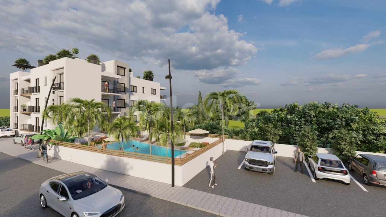 2+1 LUXURIOUS FLATS FOR SALE IN KYRENIA ALSANCAK, CYPRUS WITH MASTER BATHROOM, COMMON SWIMMING POOL