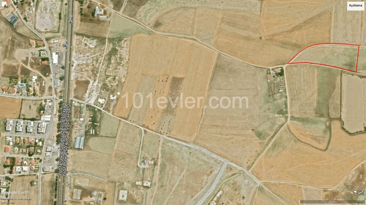 LAND FOR SALE. On Nicosia - Famagusta main road.  14.152sqm Land (10 storey 8 blocks of  224 nos flat residence permission obtained), road ready.