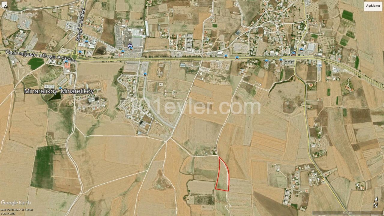 700m von der Autobahn auf der Straße Nikosia - Famagusta, zum Verkauf 10 Hektar Zypern 3 EVLEK-14. 152M2 Grundstück ( Kapitel 96 - 10 Etage genehmigt), Straße bereit Projekt Genehmigung erhalten ** 