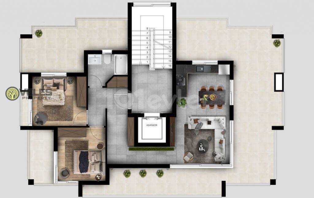 SA-2133 ne Llogara apartment im Zentrum von Kyrenia ** 