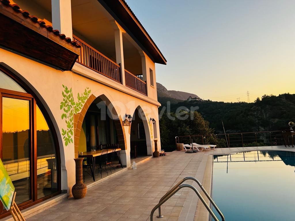 4+1 VILLA WITH MAGNIFICENT MOUNTAIN and SEA VIEWS FOR RENT IN BELLAPAIS FOR 1 MONTH ONLY IN August ** 