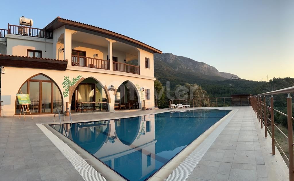 4+1 VILLA WITH MAGNIFICENT MOUNTAIN and SEA VIEWS FOR RENT IN BELLAPAIS FOR 1 MONTH ONLY IN August ** 