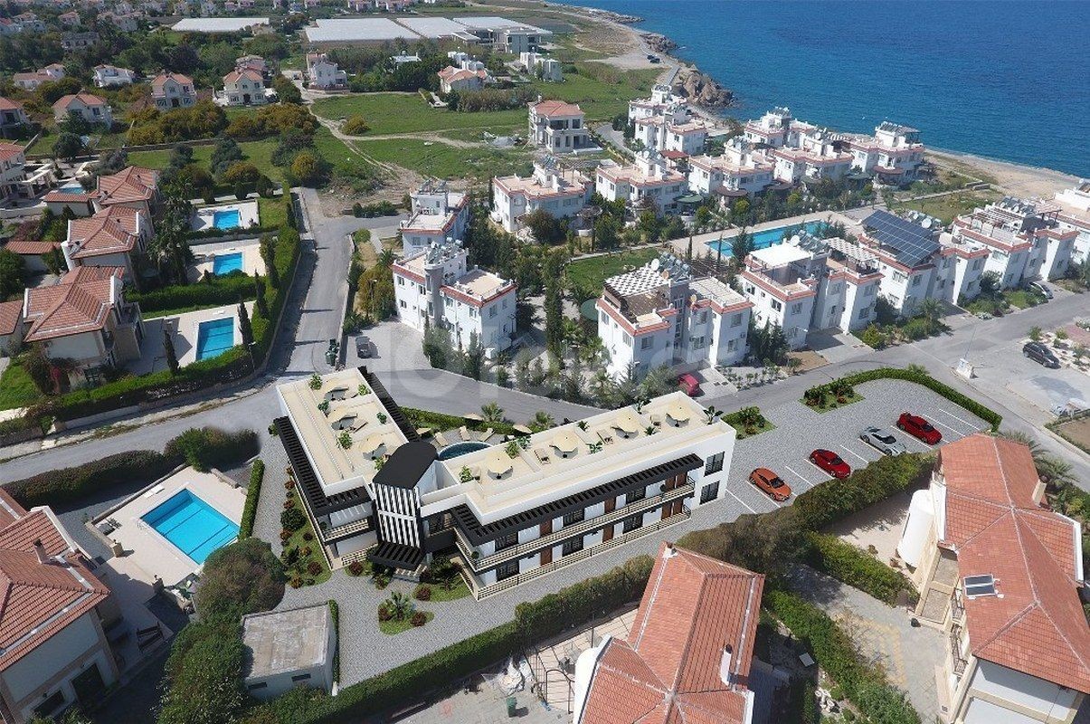 Sea Side 1 Bedroom Apartment For Rent Location Lapta Coastal Walkway (Lapta Yuruyus Yolu) Girne (Communal Swimming Pool)