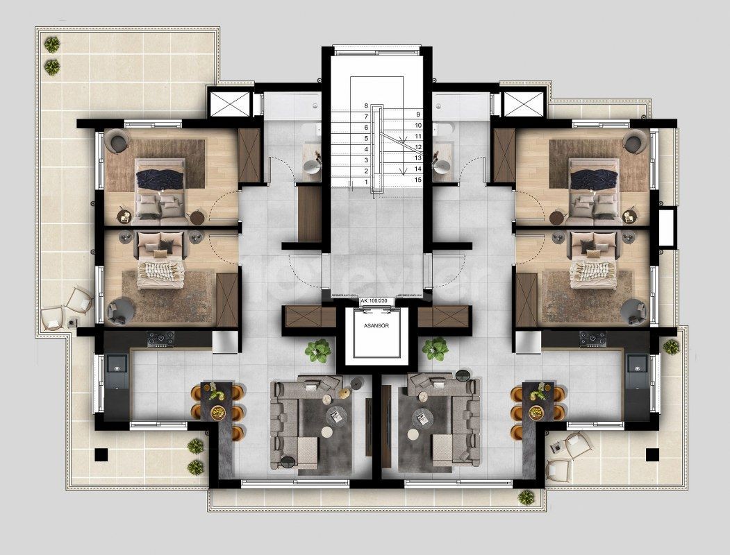 Schönes Penthouse mit 2 Schlafzimmern zum Verkauf, Lage Ardem 10 in der Nähe des Pia Bella Hotel Kyrenia