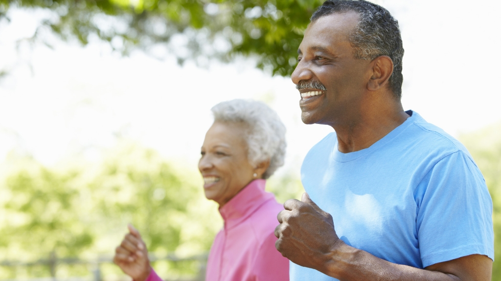 Jogging elderly couple