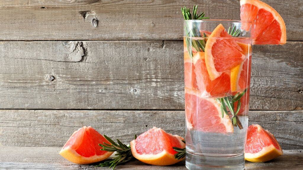 Grapefruit and rosemary water