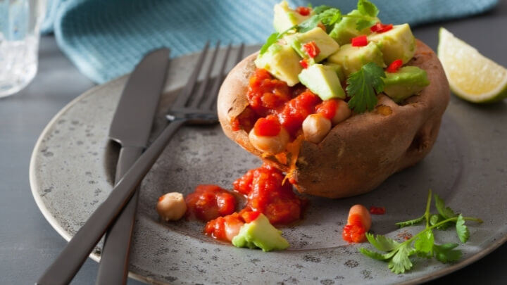 Stuffed Potatoes with Salsa and Beans