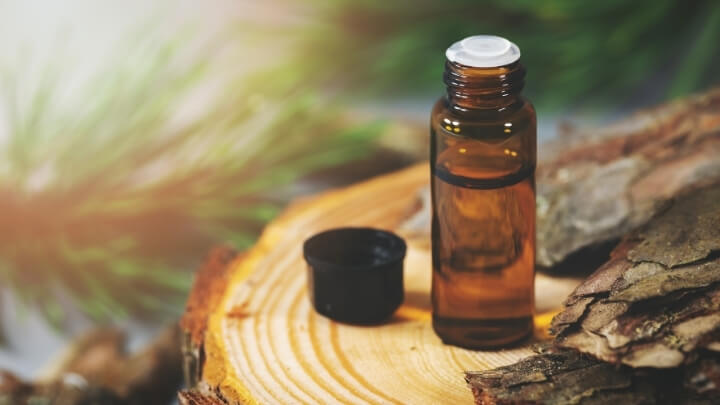 Pine bark extract in a glass bottle