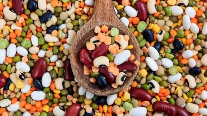 Colorful lentils and beans