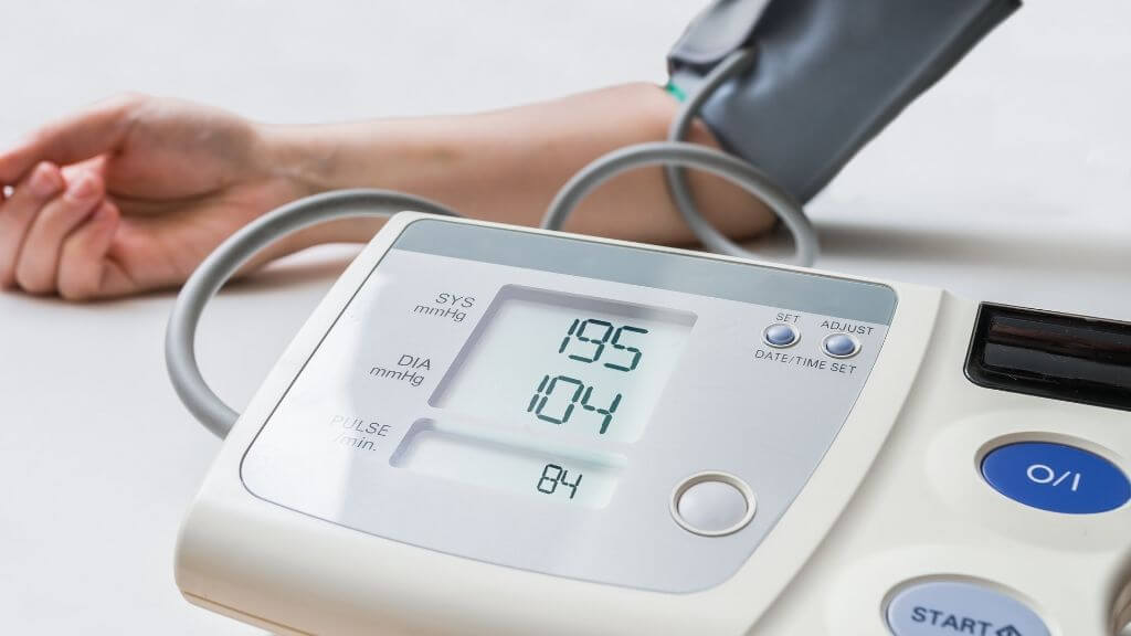 Machine showing high blood pressure