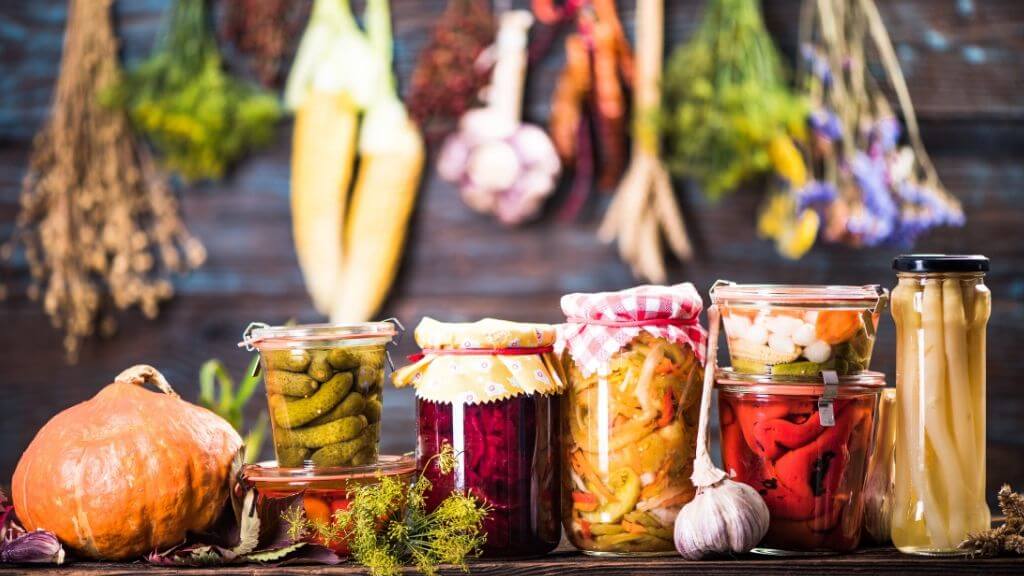 fermented foods in glass jars