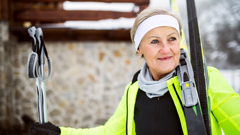 An older woman after ski