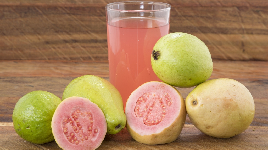 Guava fruits with guava juice