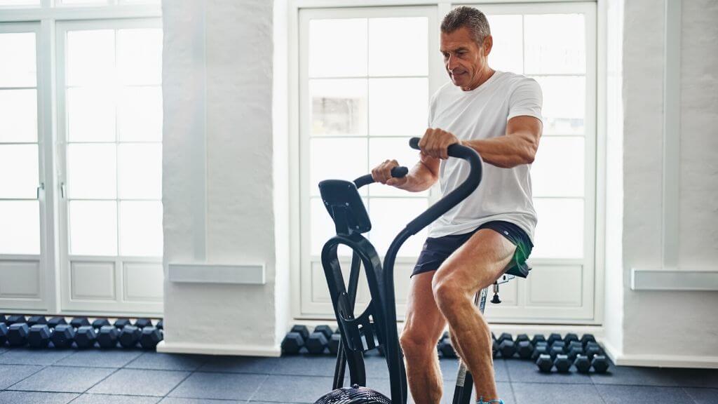 Man exercising on an exercise bike