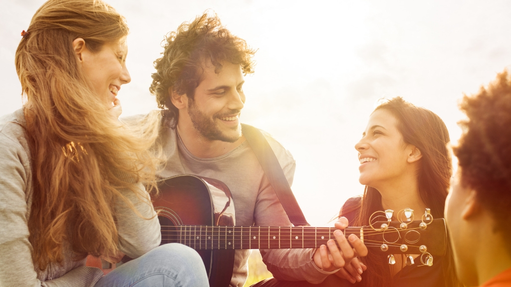 a group of friends playing music