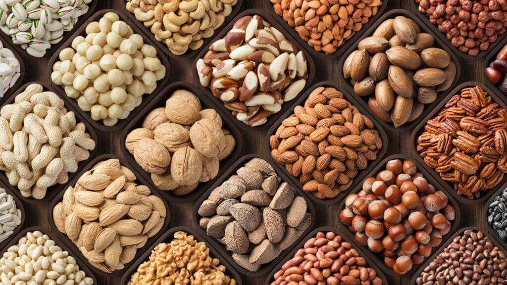 a group of different types of nuts