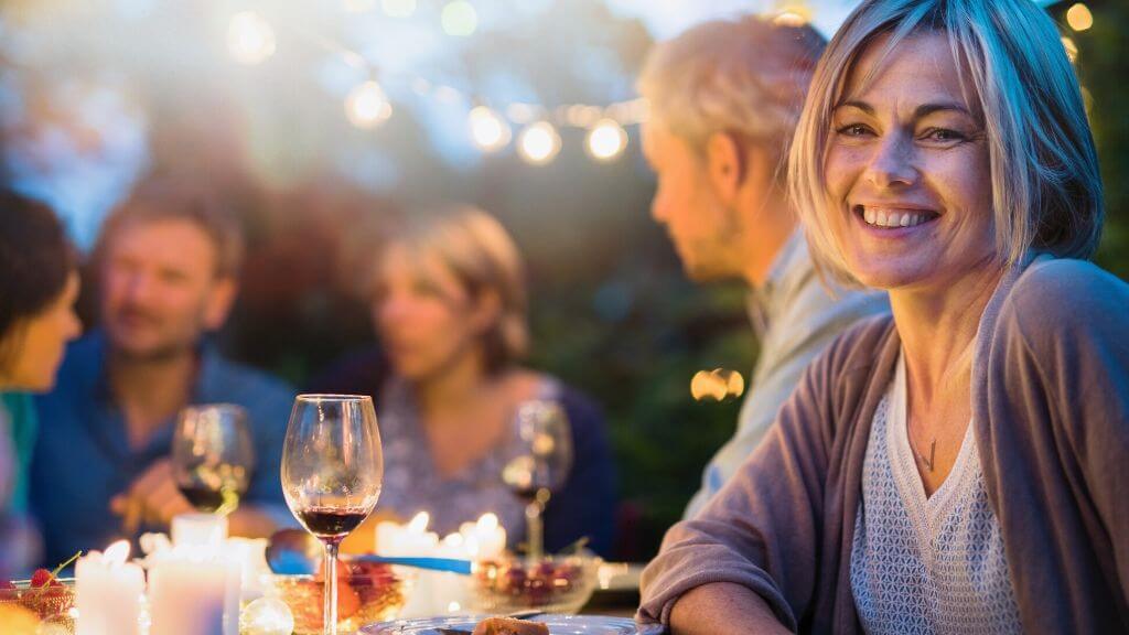 Friends having dinner together