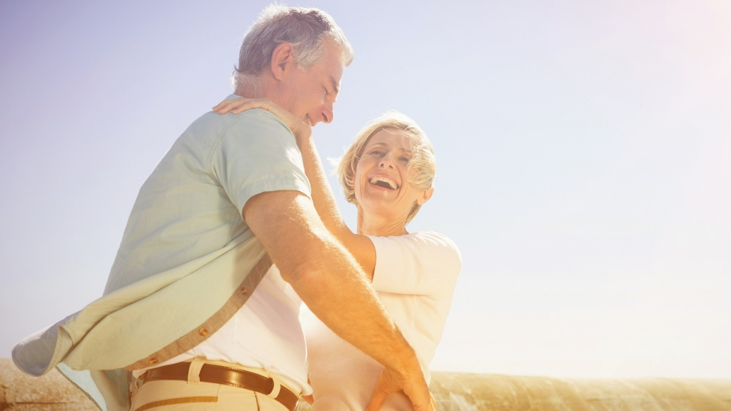 a man and woman hugging