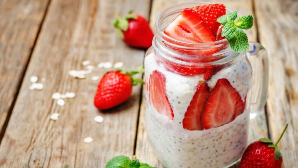 Chia and strawberry oatmeal