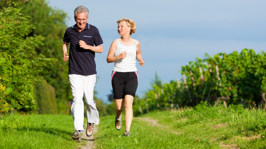 a man and a woman jogging