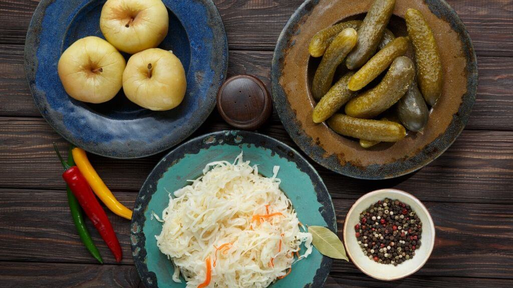 Pickled vegetables and fruits, probiotic food.