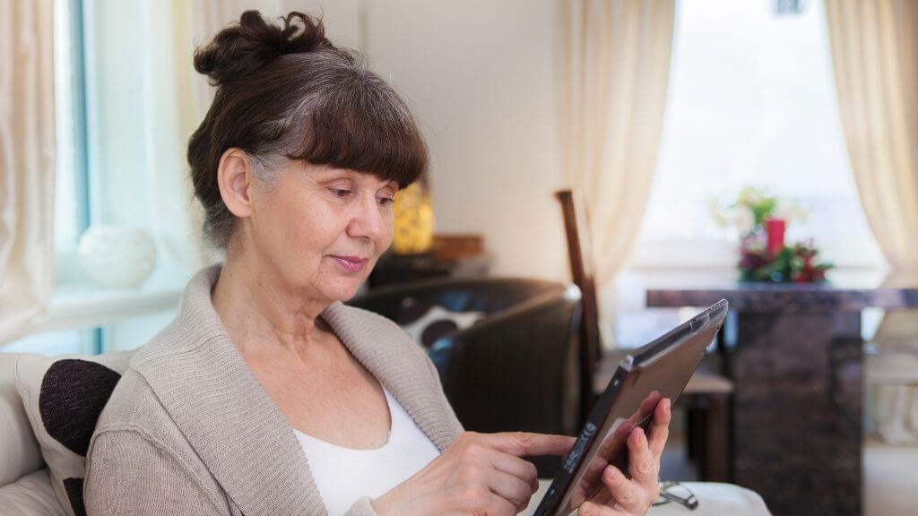 a person using a tablet