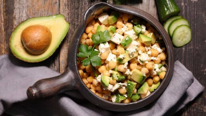 Chickpea, avocado and feta salad