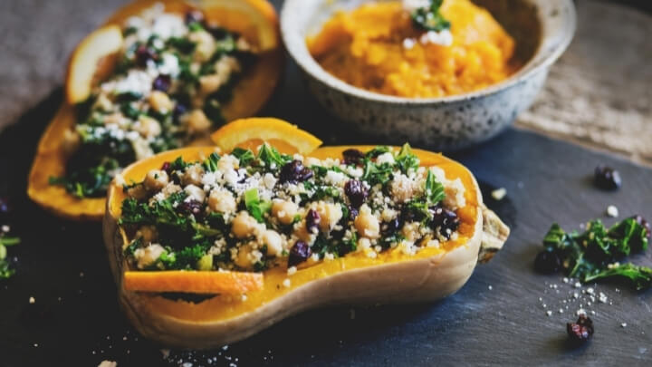 Squash stuffed with tofu