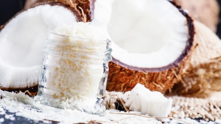 Shaved coconut in a jar