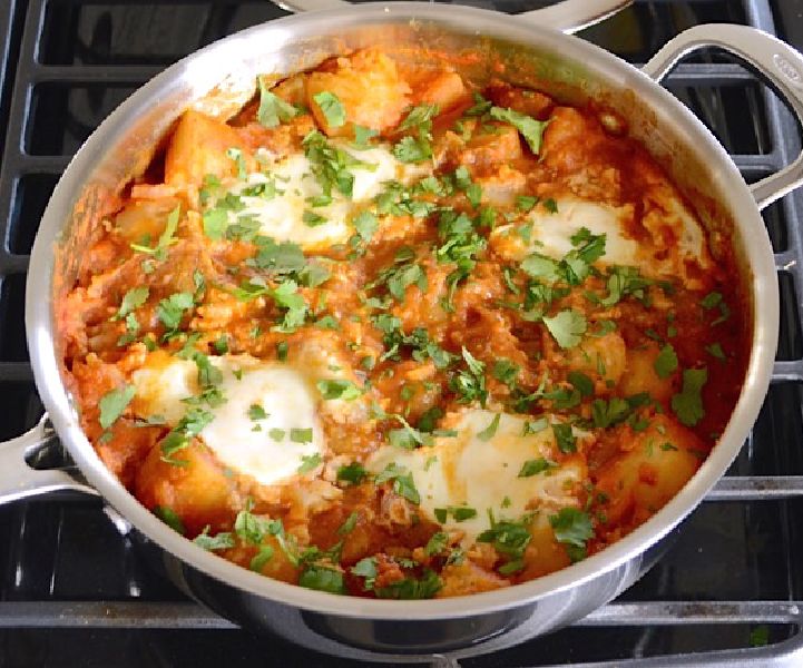 Curried Potatoes & Poached Eggs