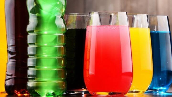 Colorful sugary drinks