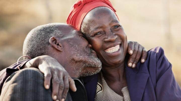 Mature couple embracing