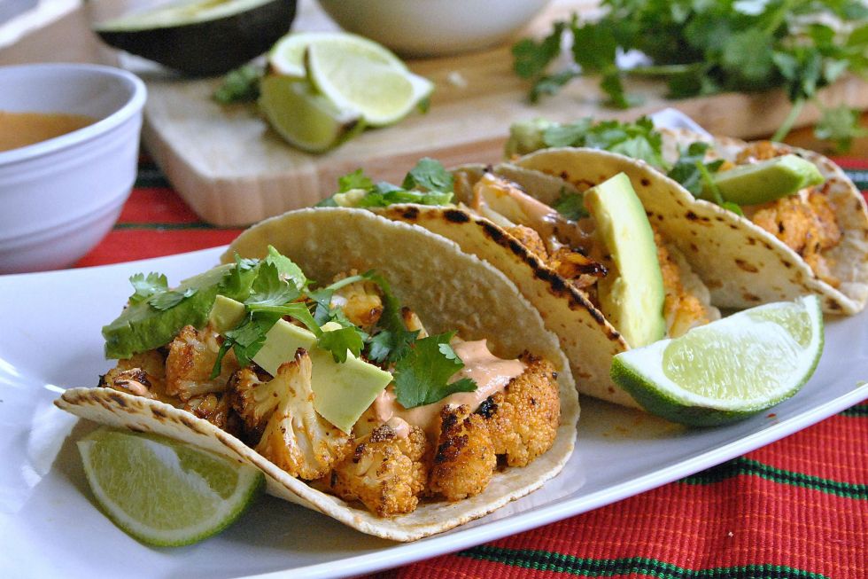 Roasted cauliflower street tacos