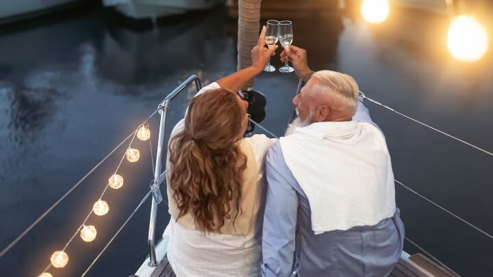 A senior couple enjoying a night out