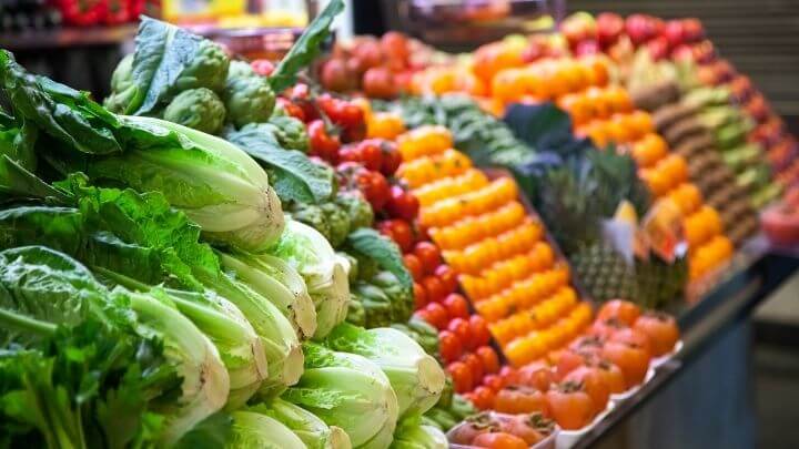 Produce section in the grocery store