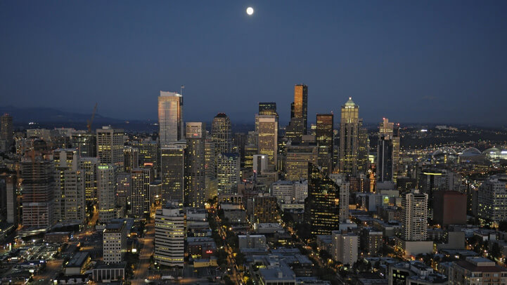 Full moon over Seattle