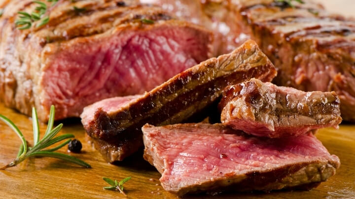 Slices of red meat cooked to perfection