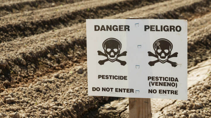 A danger sign warning of pesticide