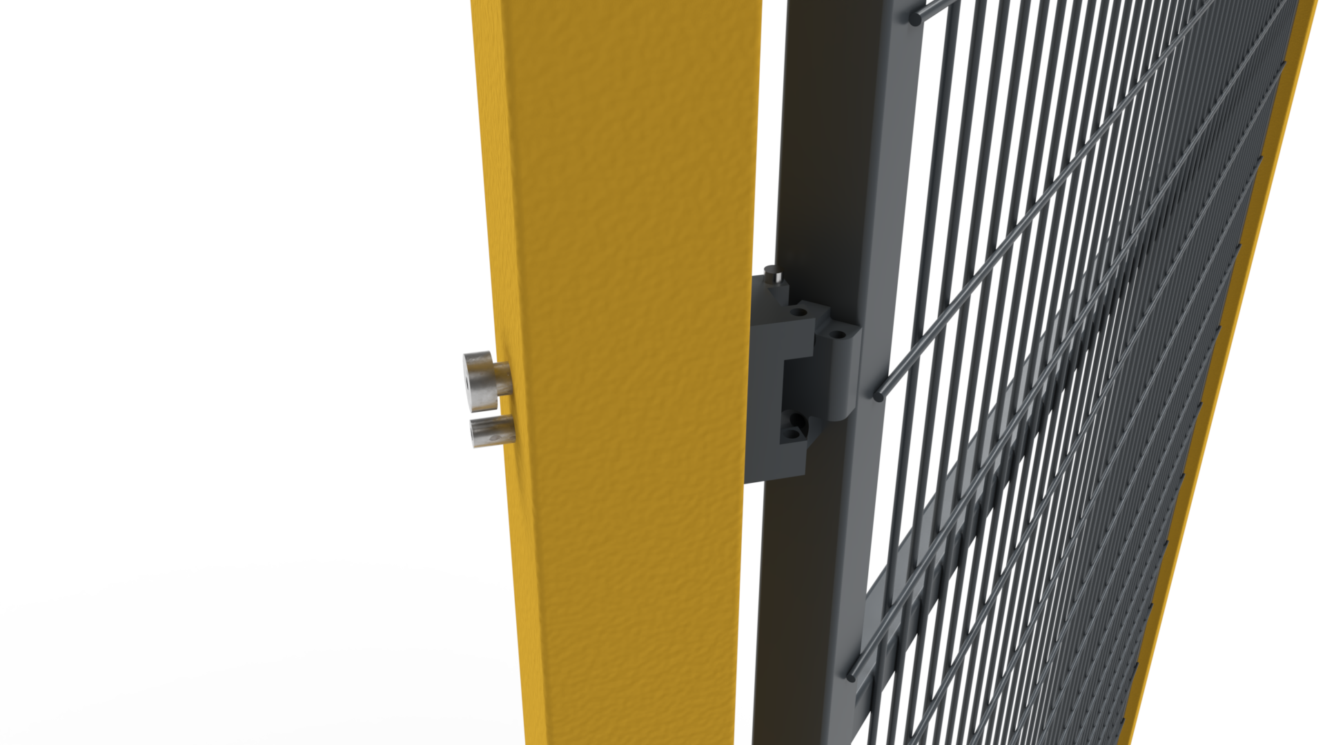 hinged fitting for custom angled safety gurading system