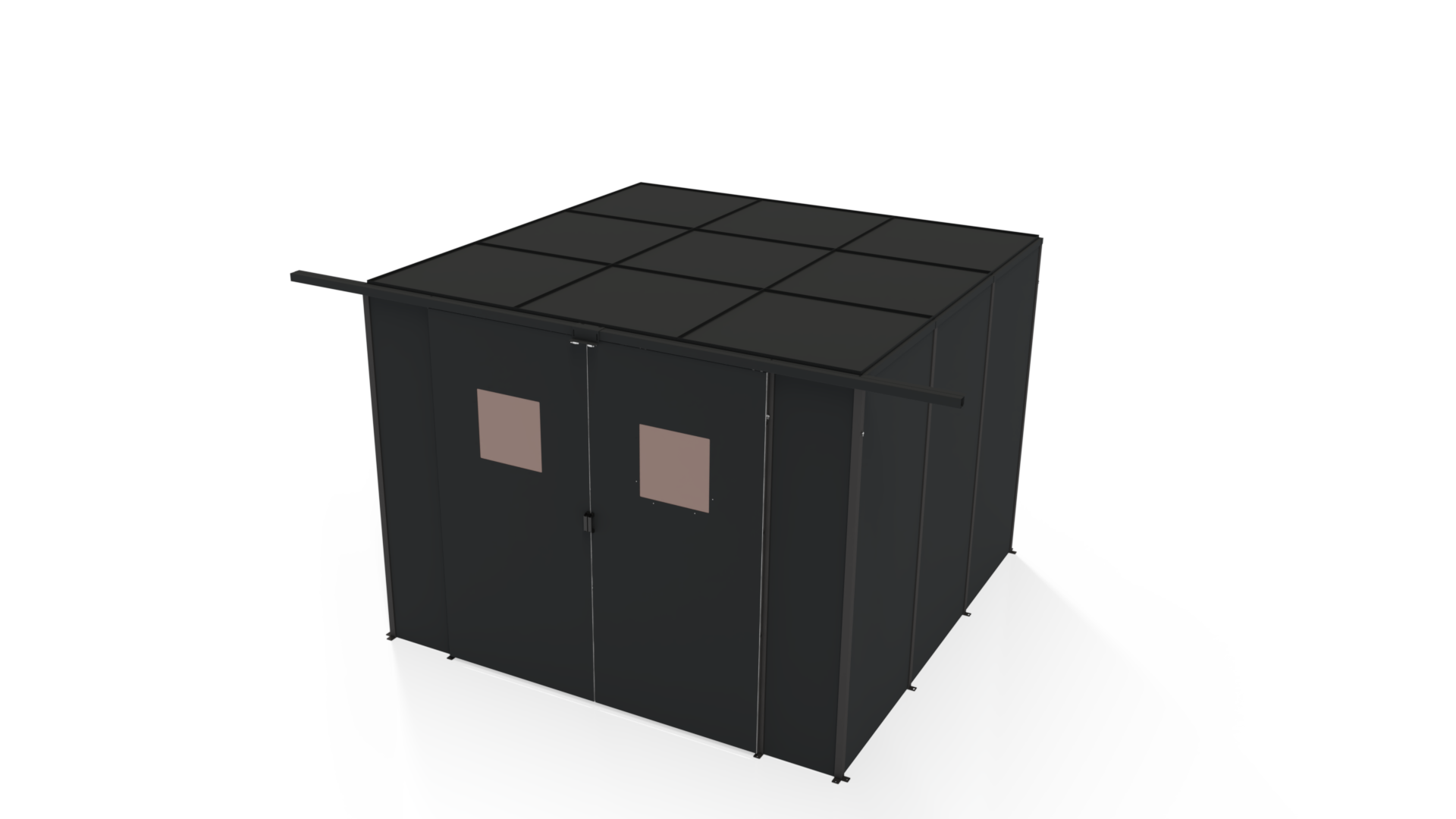 Light tight laser welding enclosure with steel roof