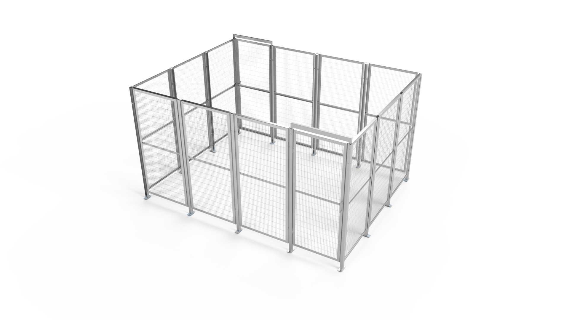 Complete stainless steel machine guarding system with posts, panels, and doors