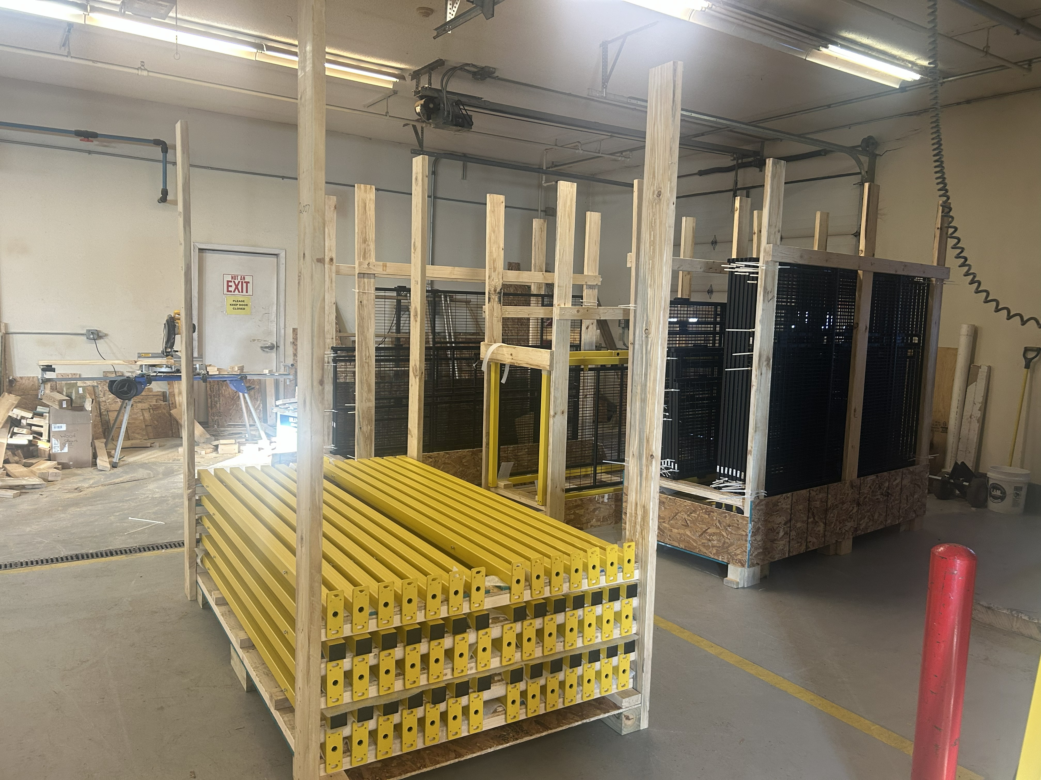 AMGS machine guarding crate showing careful packaging and labeling