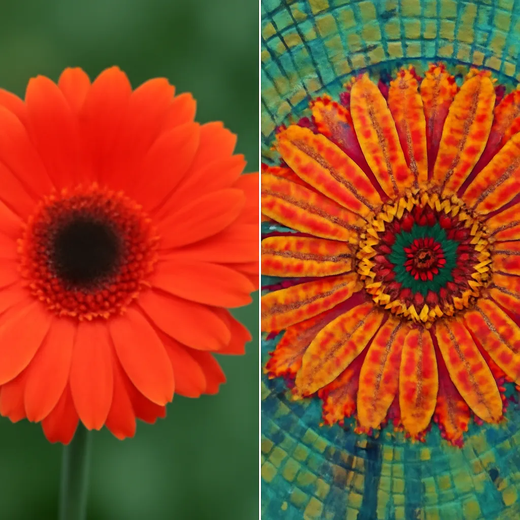 Mosaic tile art style conversion example