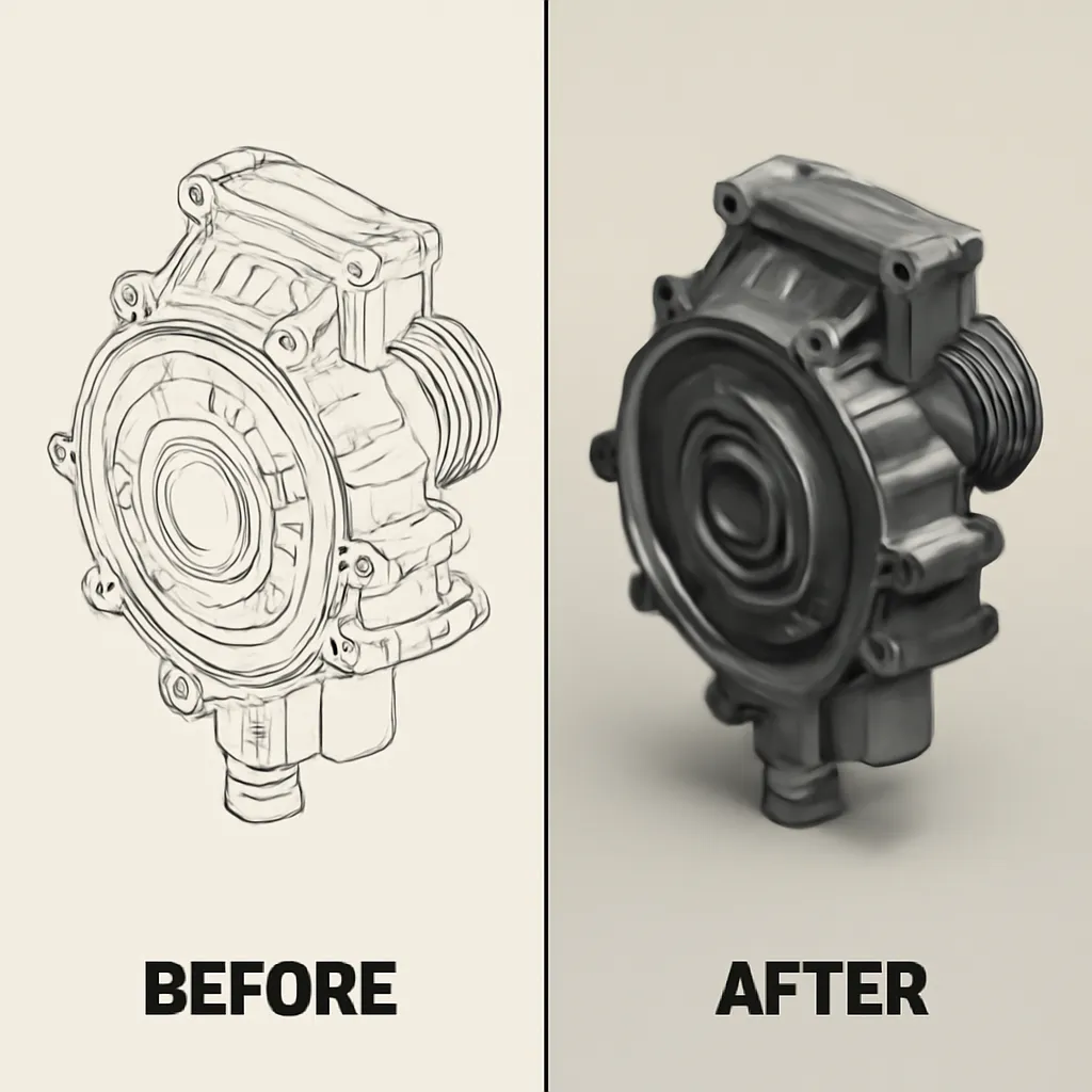 Professional mechanical parts rendering example