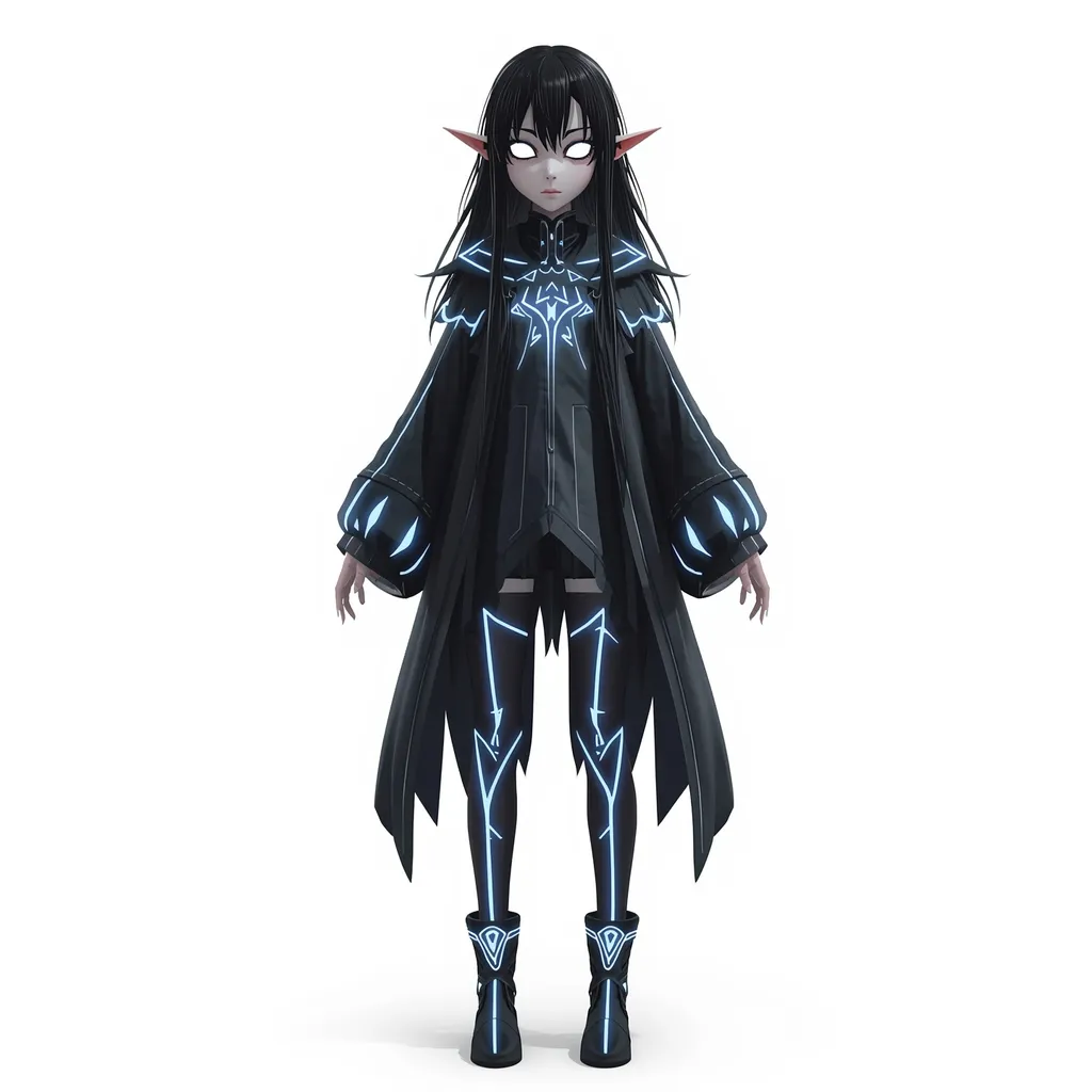 Antes: Ilustración de un personaje anime con abrigo